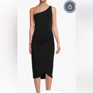 Sociality Black One-Shoulder midi bodycon Dress